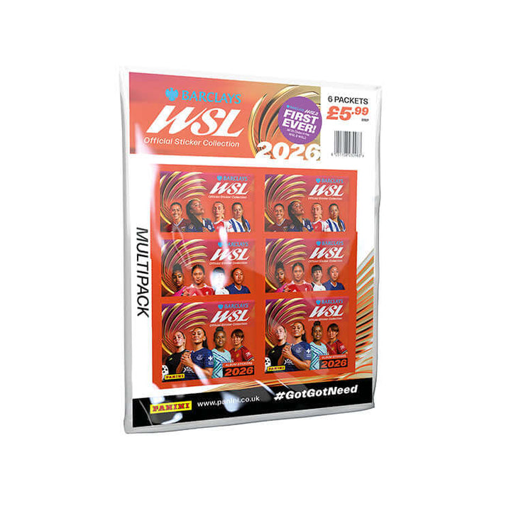 Barclays Women's Super League sticker collection 2026 multipack featuring 6 packets of collectible stickers.