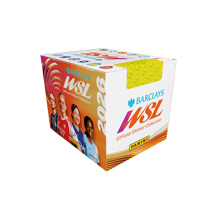 Barclays Women's Super League sticker collection 2026 box featuring club players and vibrant design.
