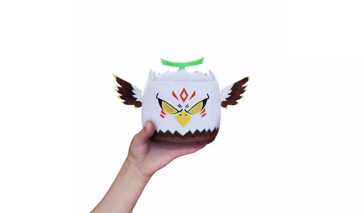Blox Fruits Series 3 4-inch Collectable Plush in hand, featuring vibrant eagle design with wings and detailed facial expression.