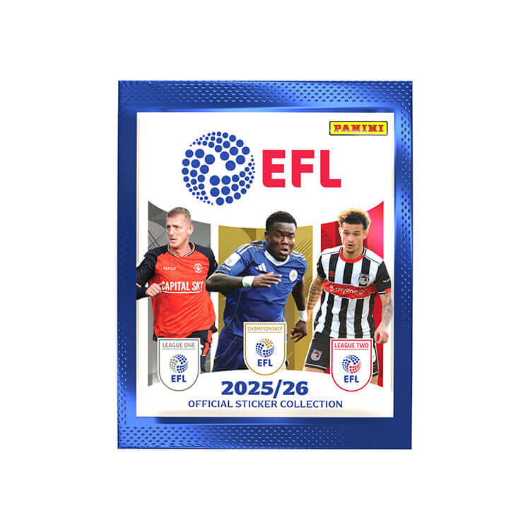 EFL 2025-26 sticker collection featuring players from all leagues, officially licensed by Panini.