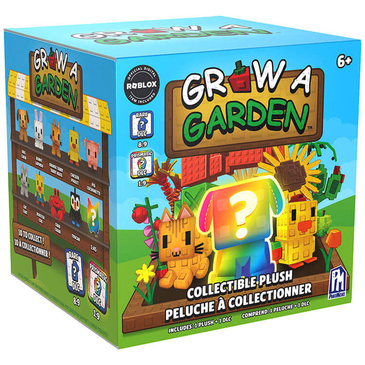 Grow A Garden Series 1 4" Collectable Plush box featuring colorful plush characters and gaming elements.