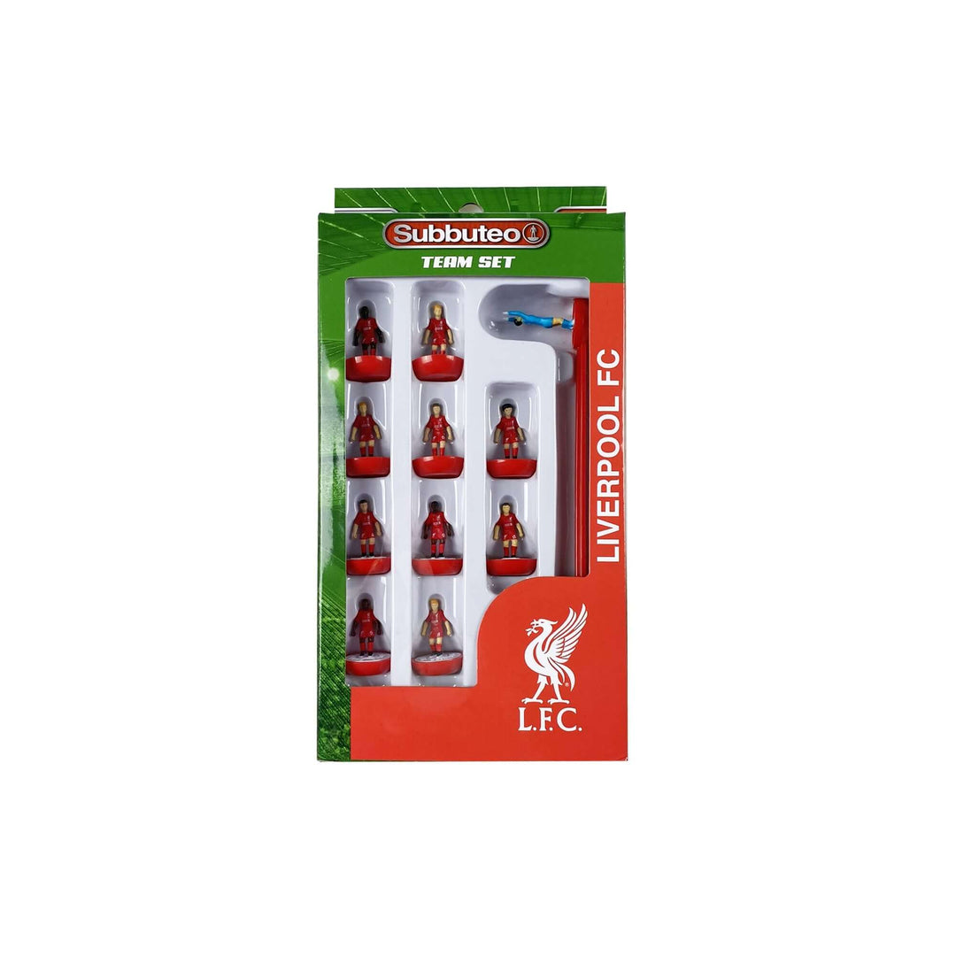 Liverpool F.C. Subbuteo Players set featuring detailed team figures in iconic red uniforms.
