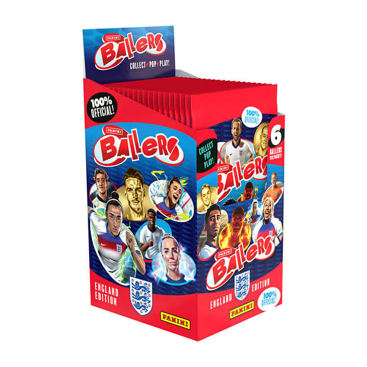 Panini Ballers 2026 Trading Card Collection England Edition box showcasing collectible football cards.