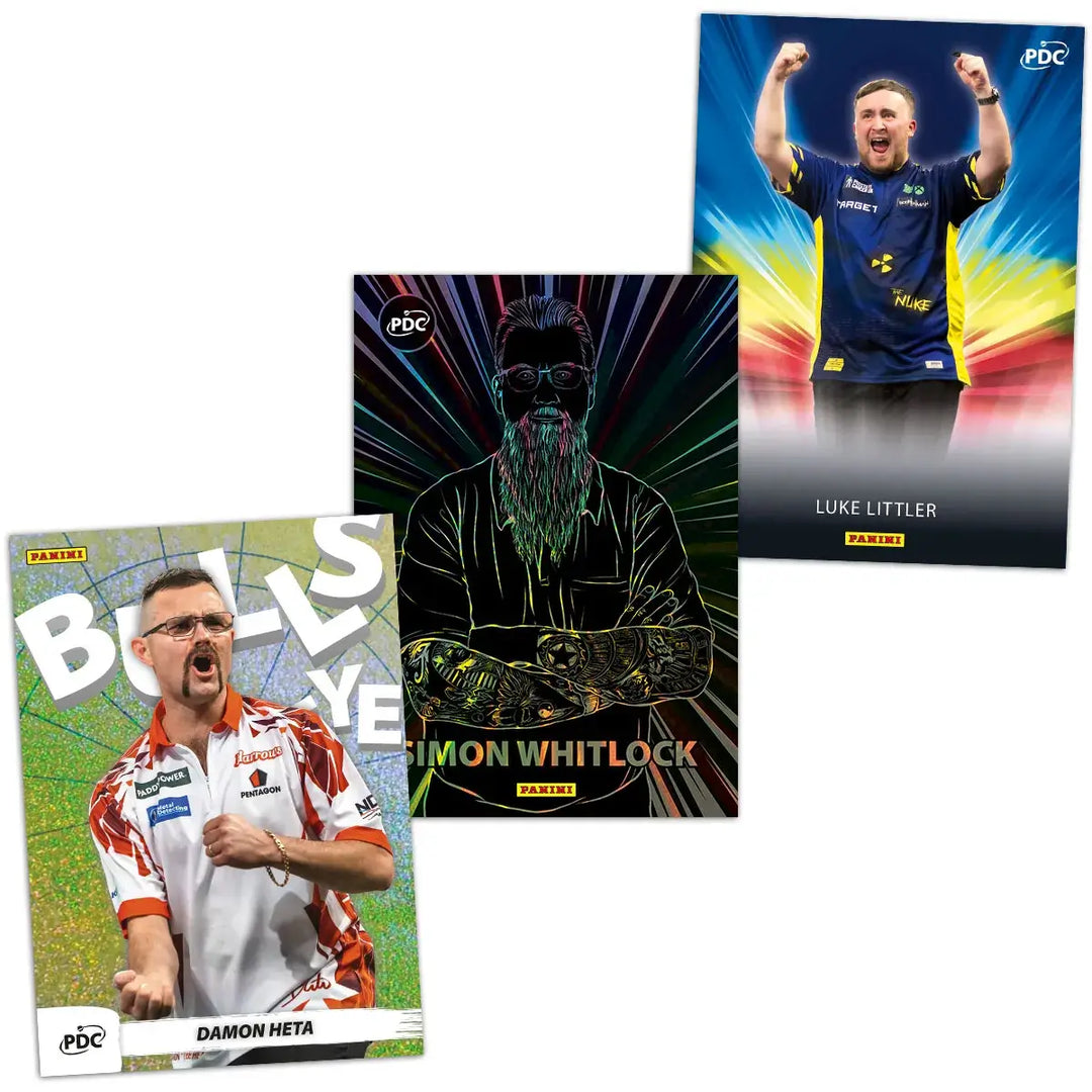 PDC World Championship Darts 2026 Trading Card Collection Collectors Box featuring Simon Whitlock and Luke Littler.
